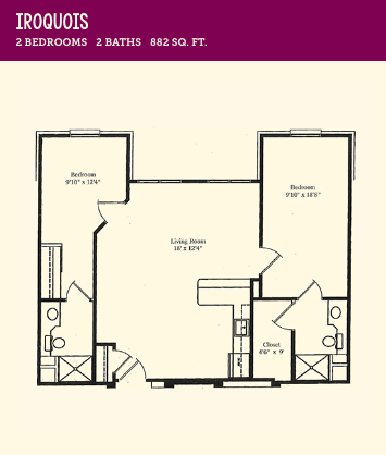 Iroquois - 2 bedroom 2 bath floorplan